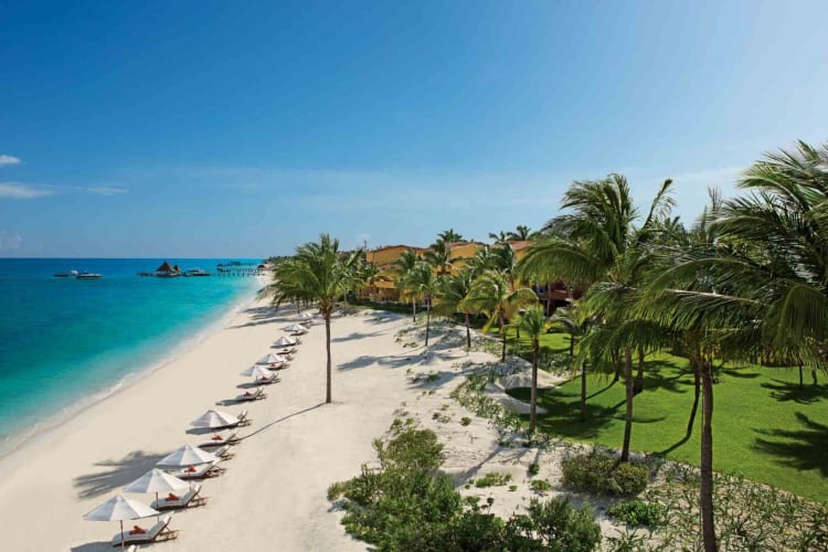 Aerial view of beach front luxury suites